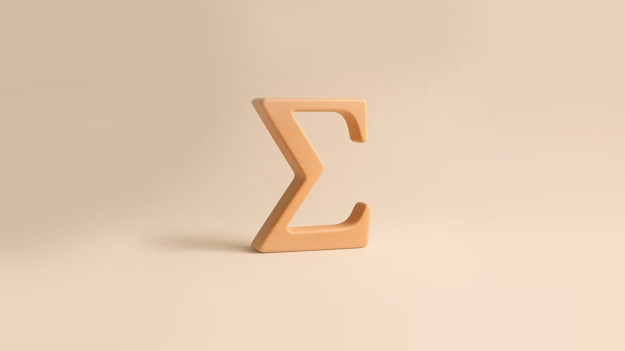 Beige 3D Sigma symbol (Σ), representing mathematical summation.