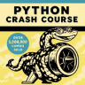 Python Crash Course book cover: illustrated snake with jet engine.